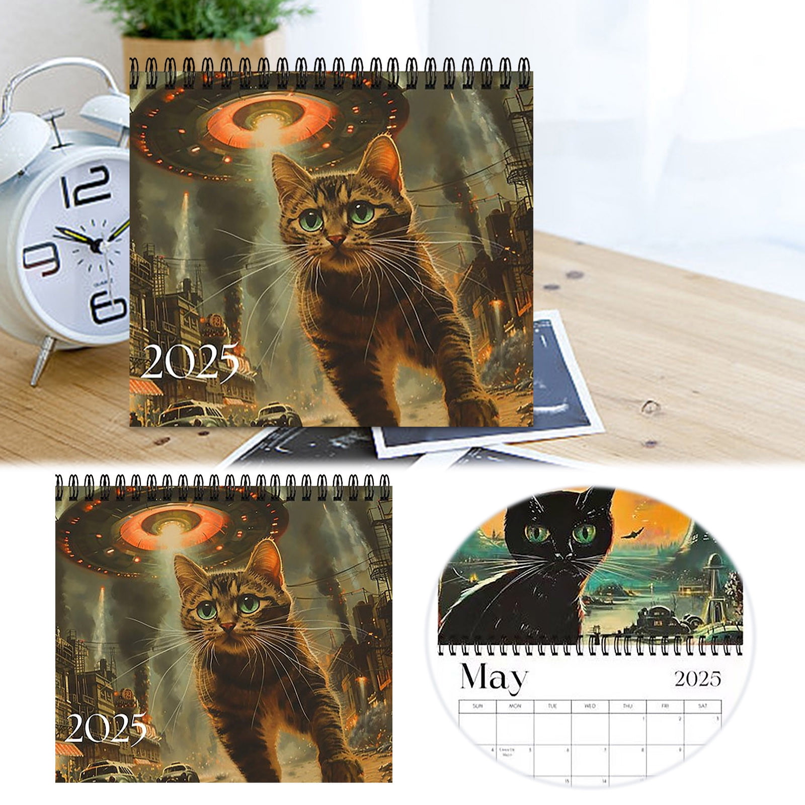 New 2025 Cosmic Cat Calendar 12 Months Spiral Calendar Cosmic Cat Wall