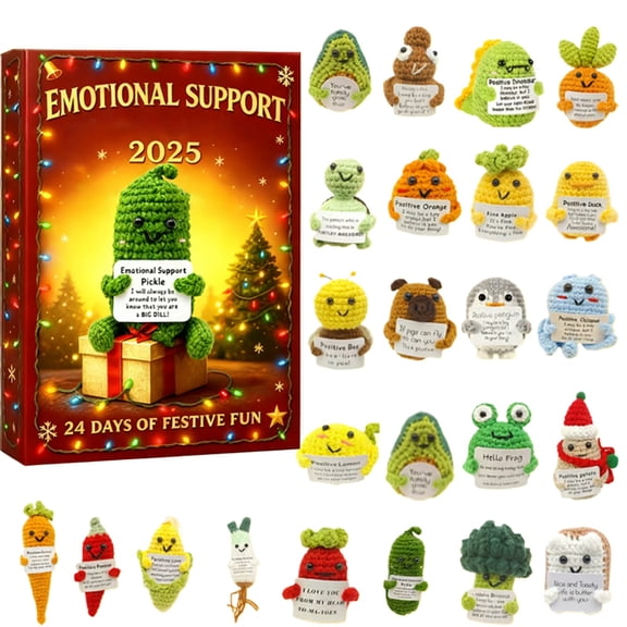New 2025 End-of-Year Christmas Countdown Gift Box, Emotional Support Yarn Doll Acrylic Pendant, 24-Day Countdown Calendar Lucky Blind Box, Xmas Gift