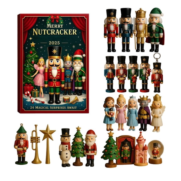 New 2025 Nutcracker Christmas Advent Calendar Blind Box Toy Set, Xmas 24-Day Countdown Surprise Gift Box