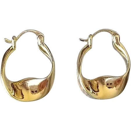 New 2025 Trendy Smooth Gold Plated Geometric Hoop Earrings For Women Hers Party Punk Jewelry Gift E119 Fashion Accessories Creative[m798]