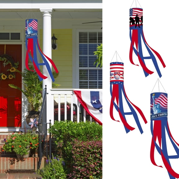 New 2026 4Th Of July Patriotic Wind Sock Flag - Outdoor Decorative Wind Sock Streamer For Independence Day, Patriotic Yard & Garden Decoration - For Home, Patio, Outdoor Spaces,
