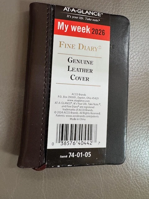New 2026 At-A-Glance 74-01-05 Fine Diary Weekly Monthly Planner, Genuine Leather