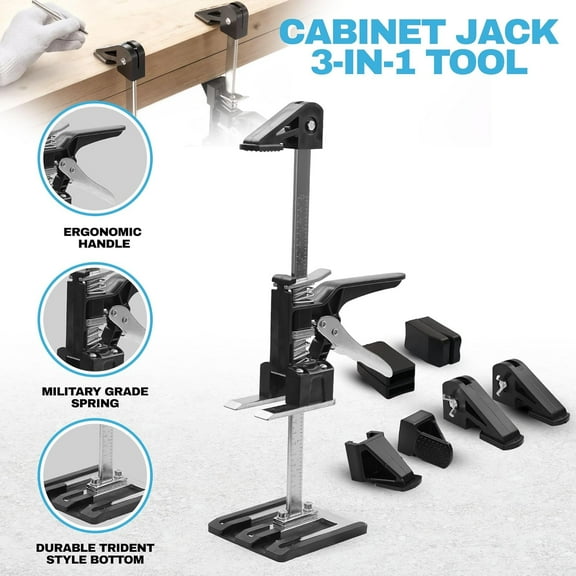 All New 2026 Cabinet Jacks 2-Pack - Heavy Duty Lifting Tool with 375 LB Capacity, Adjustable 23.6" Height Arm Jack, Labor Saving Construction Jack for Cabinets, Drywall, Furniture & Door Installation