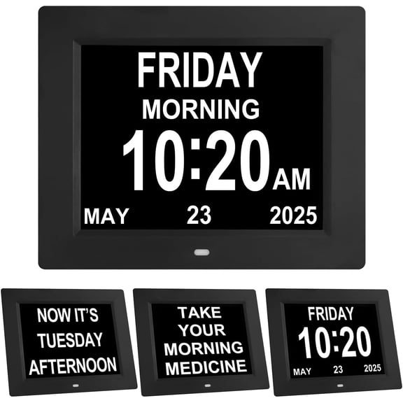 New 2026 Dementia Clock Large Digital Clock for Seniors, Large Display with Custom Alarms, Digital Calendar Alarm Day Clock with Day & Date for Elderly, Clear Numbers Alzheimer (Black, SD)