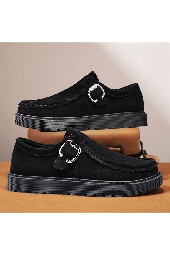 New 2026+Men'S Slip-On Loafers - British Style Casual Shoes Semi-Formal & Casual Attire - Durable with Buckle Closure, All-Season Comfort, Synthetic /Fabric Upper & Rubber Sole, Minimalist Design for