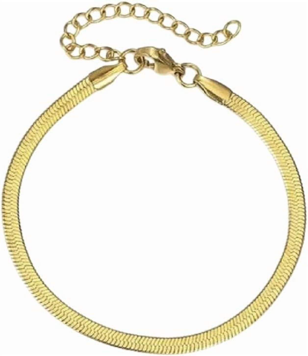 New 2026 Simple Stainless Steel Gold plated Color BIade Chain Anklets ...