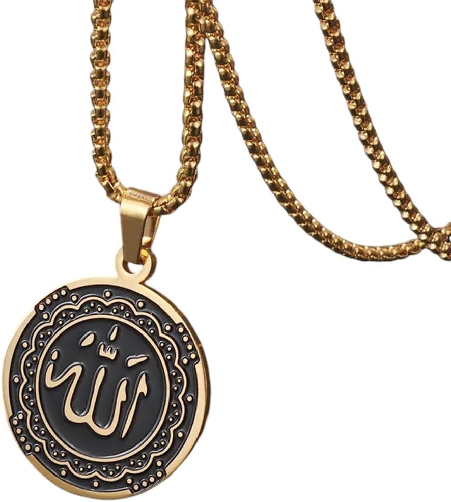 New 2026 Unisex Stainless Steel Coin Pendant Allah Necklace Islamic ...