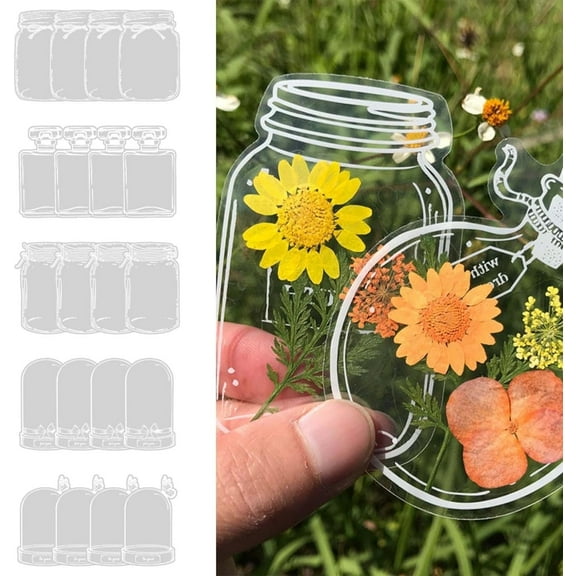 New 20Pcs Large Size DIY Transparent Dried Flower Bookmarks with 20Pcs Pressed Flowers, World in Bottle-Making Stunning Herbarium, Beautiful Flower Bookmarks, Gifts for Book Lovers (A)