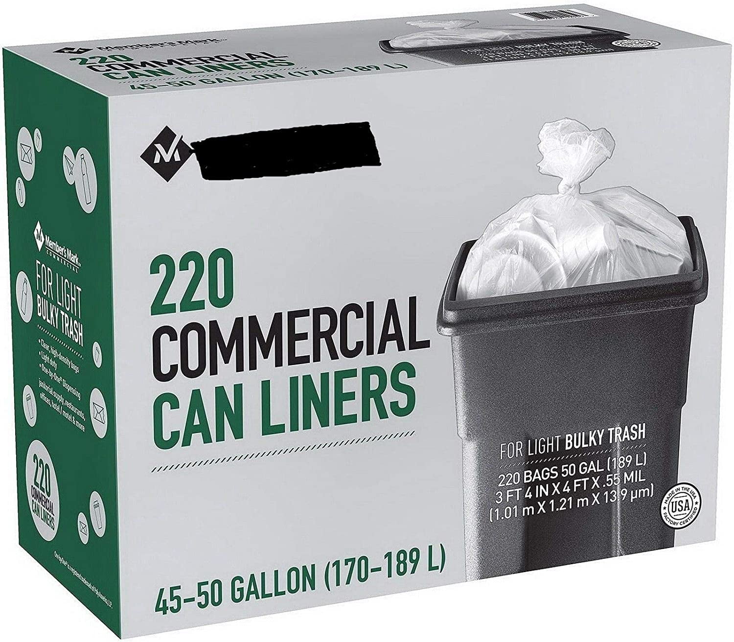 New 220 Light Duty 45 - 50 Gallon Garbage Bags Commercial Trash Can Liners Clear