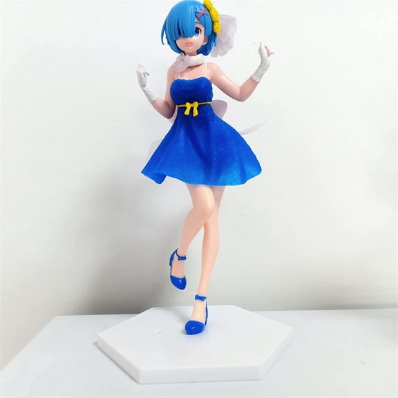 New 24CM Re:Life in a Different World from Zero Rem PVC Character Anime Statue Figure Desktop Ornament Popular Decorations Fan Souvenirs Creative Gift Collection(blue)