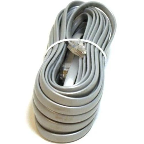 New 25Ft Silver Telephone Line Cord Cable Wire 4C Rj11 Dsl Fax Phone To Wall