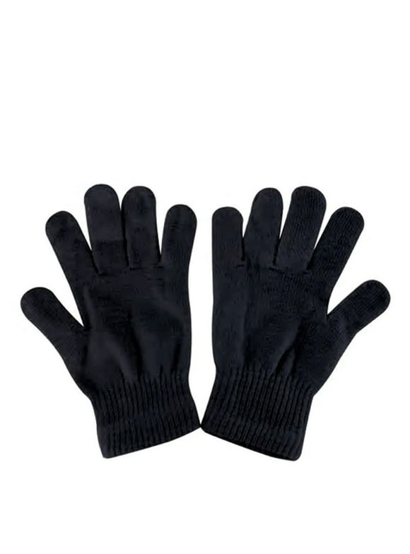 New 2PC / Pair Black Knit Winter Gloves 100% Acrylic One Size Fits Most - Unisex