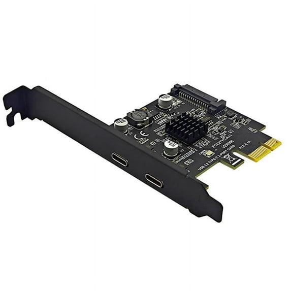 2Port PCIE Card PCI Express 3.0 X1 to Dual USB Expansion Card SATA Power USB3.2 Gen2 10Gbps ASM3142 Chip for Desktop PC