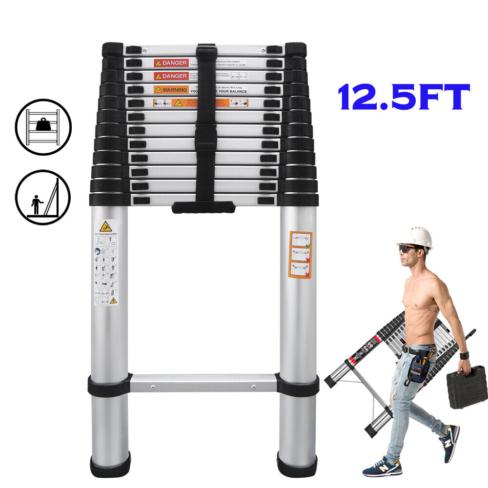 New 3.8m 12.5FT Extension Telescoping Aluminium Escalera Telescopic