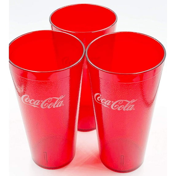 New (3) Coke Coca Cola Restaurant Red Plastic Tumblers Cups 20 oz Carlisle