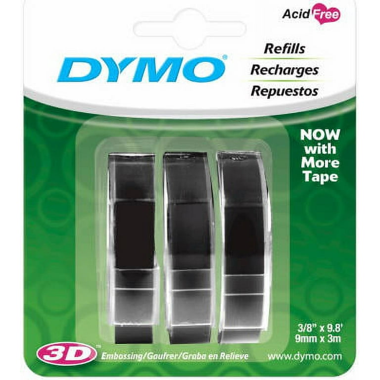 New 3 Pack Dymo Embossing Tape Refill Black 3/8 x 10' Fits True Valu, Each  