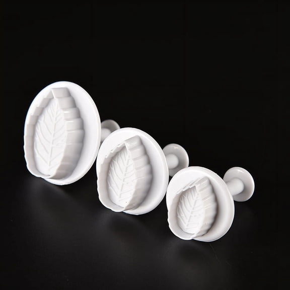 New 3 Pcs Cake Xmas Leaf Plunger Fondant Decorating Sugarcraft Mold Cutter Tools