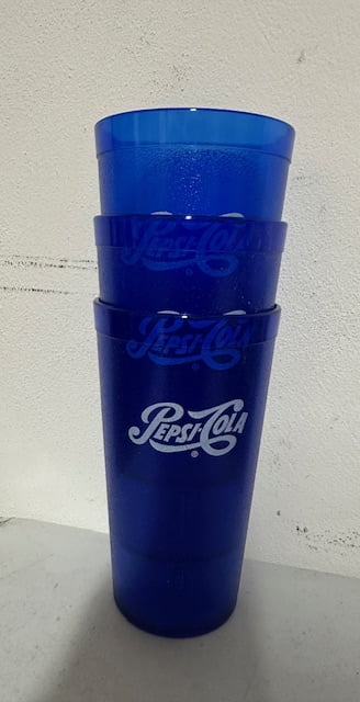 New (3) Pepsi Cola Restaurant Blue Globe Plastic Tumblers Cups 32 oz Carlisle
