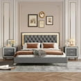 thumbnail image 1 of imerelez 3-Pieces Bedroom Sets,Queen Size Upholstered Platform Bed with LED Lights and Two Nightstands-Gray, 1 of 11