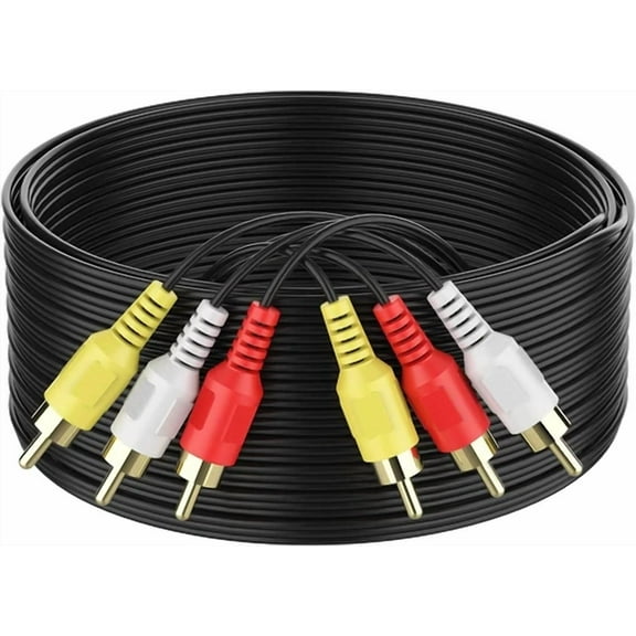 New 30 Ft Foot Feet 3 Rca Male To 3Rca Male Video Audio Cable Tv Dvd Cord Vcr