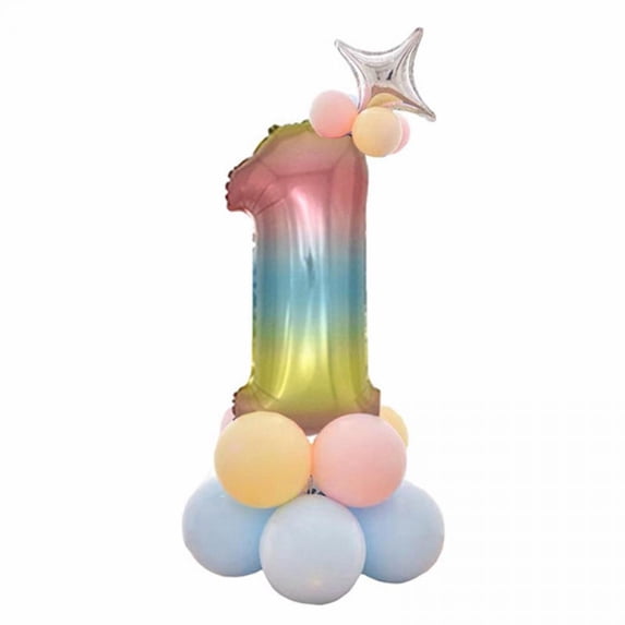 New 30-inch Digital Aluminum Film Balloon Combination Birthday Party Gradient Digital Column Balloon Suit