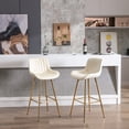 thumbnail image 1 of New 30 inch Set of 2 Bar Stools,with Chrome Footrest Velvet Fabric Counter Stool Golden Leg Simple High Bar Stool,CREAM, 1 of 8