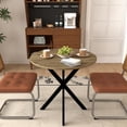 thumbnail image 1 of New 31.5 Inch Round Dining Table, Small Circle Kitchen Table with Metal Black Legs for 2-4 people,Modern Dining Room Table, Brown (only table), 1 of 1