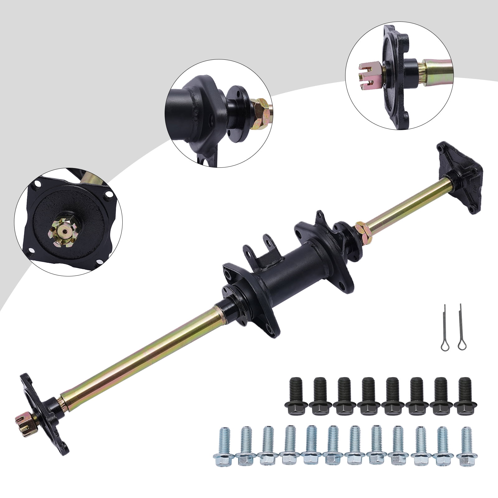 New 32-inch ATV Rear Axle for 110cc, 150cc, 200cc Go Kart Quad Bike, Direct Replacement, Iron and Rubber Construction