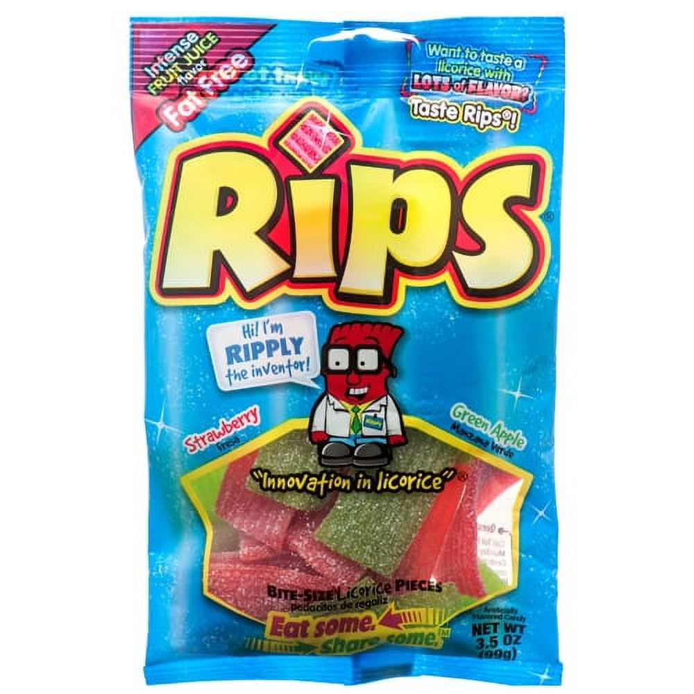 New 381464 Rips Sour Candy 3.5Oz Strawberry Green Apple (12Pack) Candy