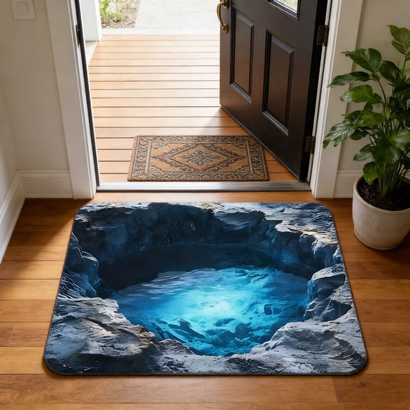 New 3D Hole Rug,3D Hole Illusion Rug,Rugs That Look Like A Hole,Trap Optical Illusion Bottomless Non-Slip Doormat For Door Entrance,Bathroom,Stairs,Playroom,Living Room