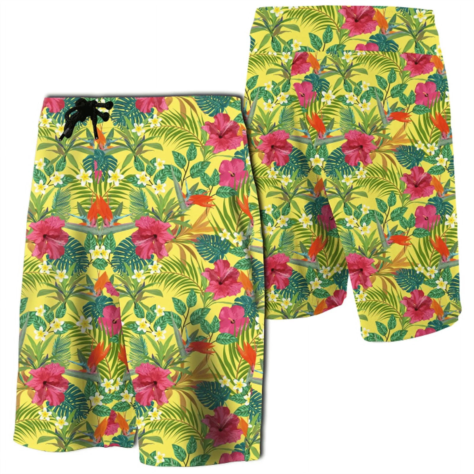 New 3D Print Hawaii Tropical Hibiscus Palm Leaves Men Board Shorts ...