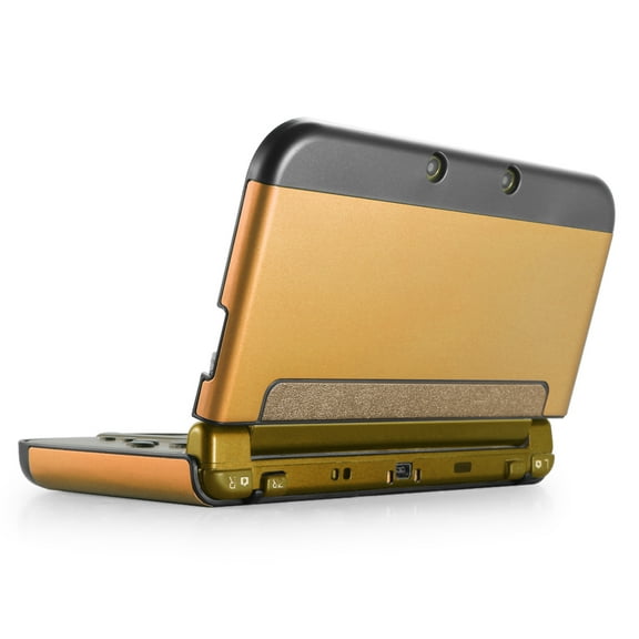 New 3DS XL Case (Gold) - Plastic + Aluminium Full Body Protective Snap-on Hard Shell Skin Case Cover for New Nintendo 3DS LL XL 2015 - [New Modified Hinge-less Design]
