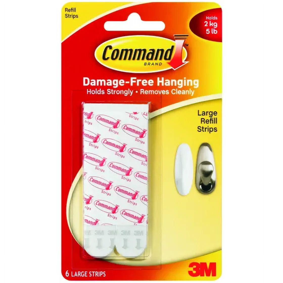 New 3M 17023P Command Mounting Strips, Large Pack Of 6