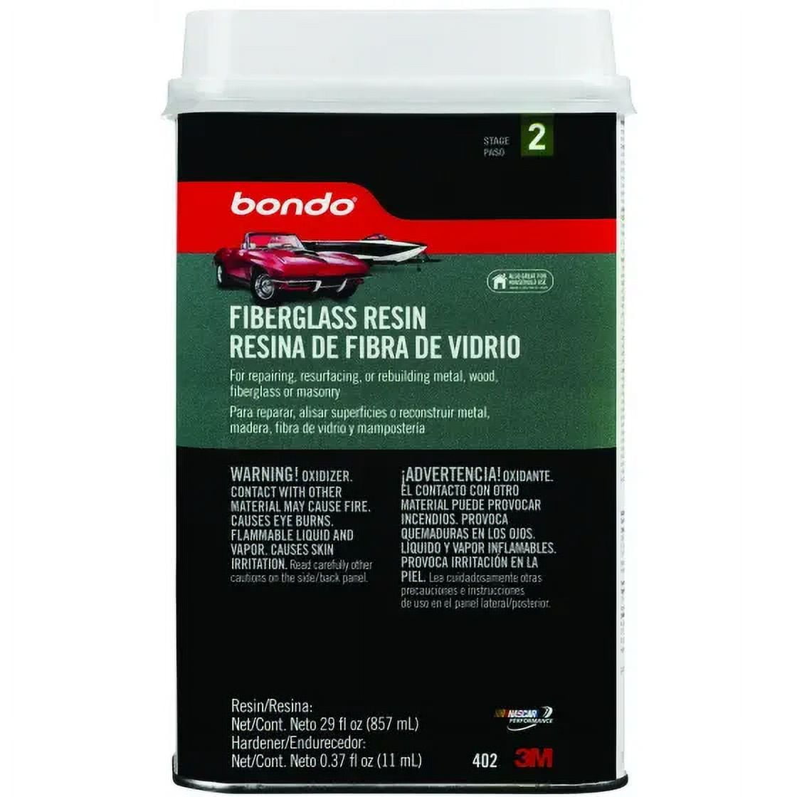 New 3M 402 Bondo 1 Quart Fiberglass Resin With Cap