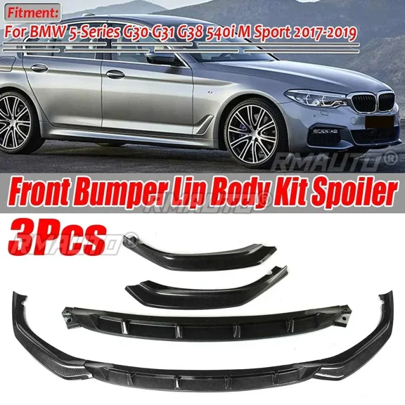 New 3pc Car Front Bumper Lip Splitter Diffuser Spoiler Bumper Guard Protector For BMW 5-Series G30 G31 G38 540i M Sport Body Kit