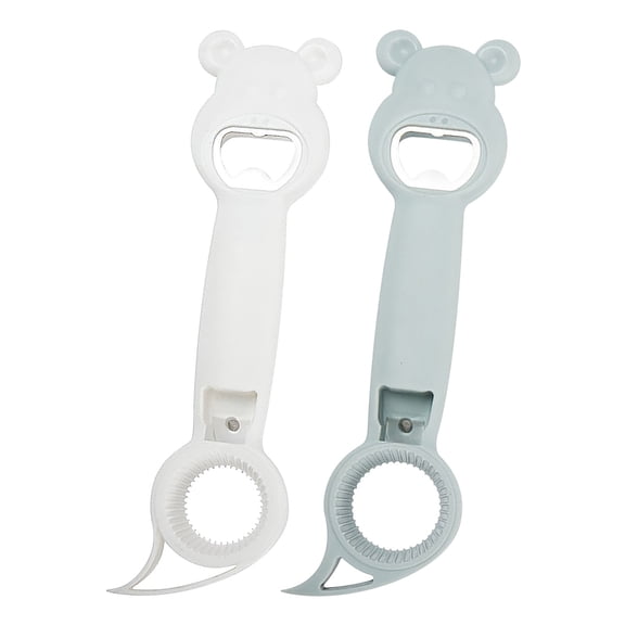 New 4 in 1 Multi Function Can Opener Bottle,Multi Kitchen Tool for Jelly Jars,Wine, Beer and other,Bottle Opener to Protect the Nail Use for Children,Elderly and Arthritis Sufferers (2Pcs)