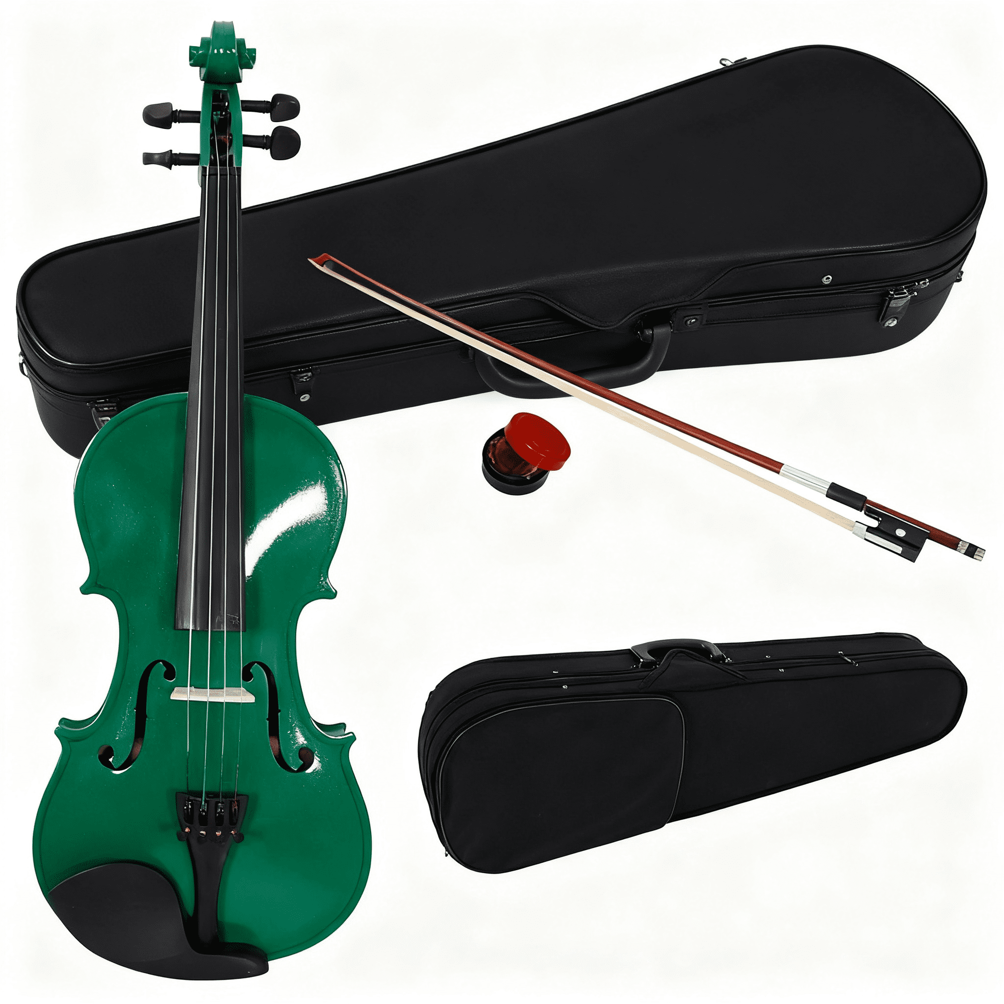 New 4/4 Acoustic Violin Case Bow Rosin, Green