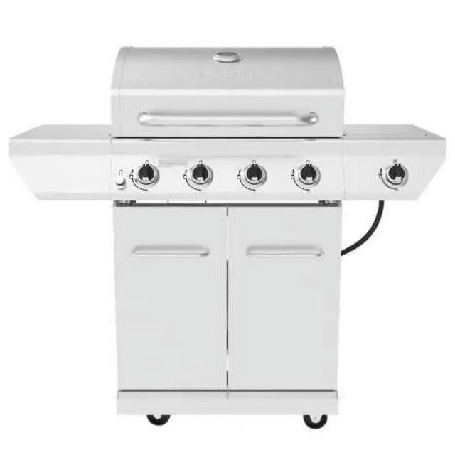 New 4-Burner Propane Gas Grill in Stainless Steel with Side Burner