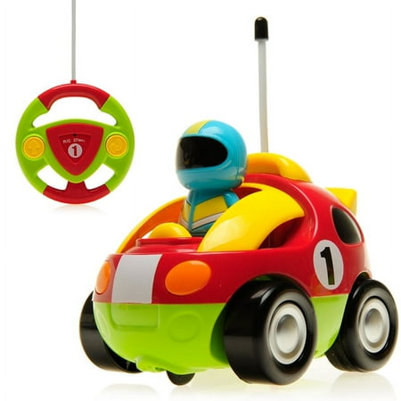 New 4" Cartoon R/C Race Car Remote Control Toy for Toddlers (Red)