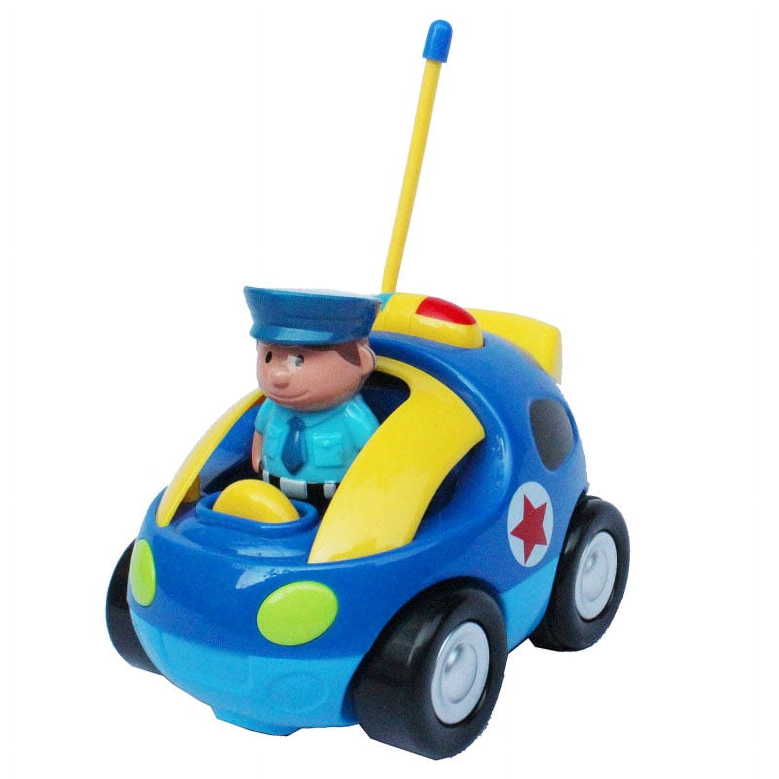 New 4" Cartoon RC Police Car Remote Control RC Toy for Toddlers (Blue)
