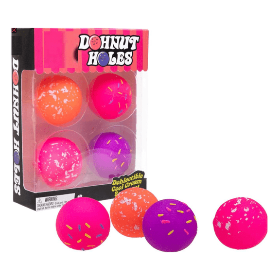 New 4-Pack Dohnut Hole Stress Balls - Firm & Malleable Office Desk Buddy