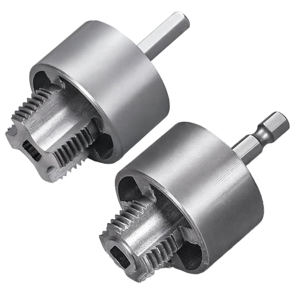 New 4-Point & 6-Point Pipe Threading Tool Set, Integrated Internal External Threader for Water Pipe Repair, Quick Standard Thread Tapping Bit with 1/4 in Hex Shank, Sturdy Steel Construction