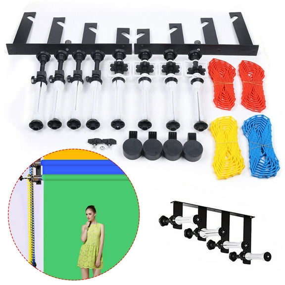 New 4-Roller Wall-Mounted Backdrop Support System Background Holder for Studio, 18.11x1.97x9.44in
