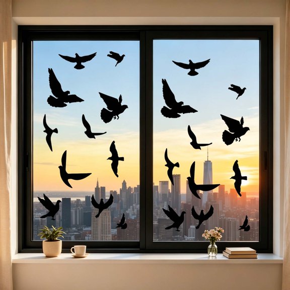 New 4 Sheets Anti-Collision Window Bird Decals, Protect and Save Wild Birds from Strikes,Sticker Bird Deterrent for Glass Windows and Doors, Window Clings to Stop Birds from Hitting Windows