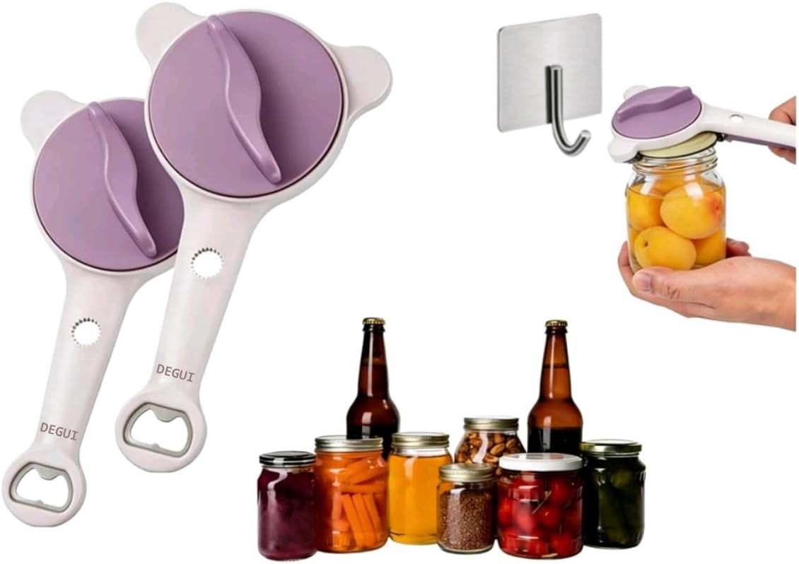 New 4-in-1 can opener, ergonomic adjustable stainless steel bottle cap opener, multifunctional telescopic can opener, suitable for opening various sauces, canned foods, and beer, 2-pack