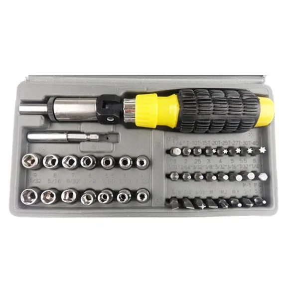 New 41Pc Ratchet Screwdriver Set With Bits And Sockets