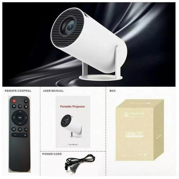 New 4K Mini Projector HY300 WiFi6 Android Bluetooth Cinema Portable Home Theater