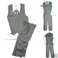 thumbnail image 1 of New 4PC Vest Set Baby Toddler Boy Pinstripe Formal Wedding Tuxedo Suit Gray S-20, 1 of 7