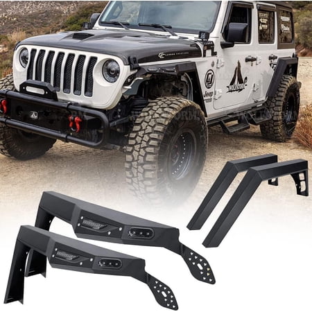 New 4PCS Front & Rear Fender Flares Set for 2018-2023 Jeep Wrangler JL & JL Unlimited 2-Door & 4-Door Steel