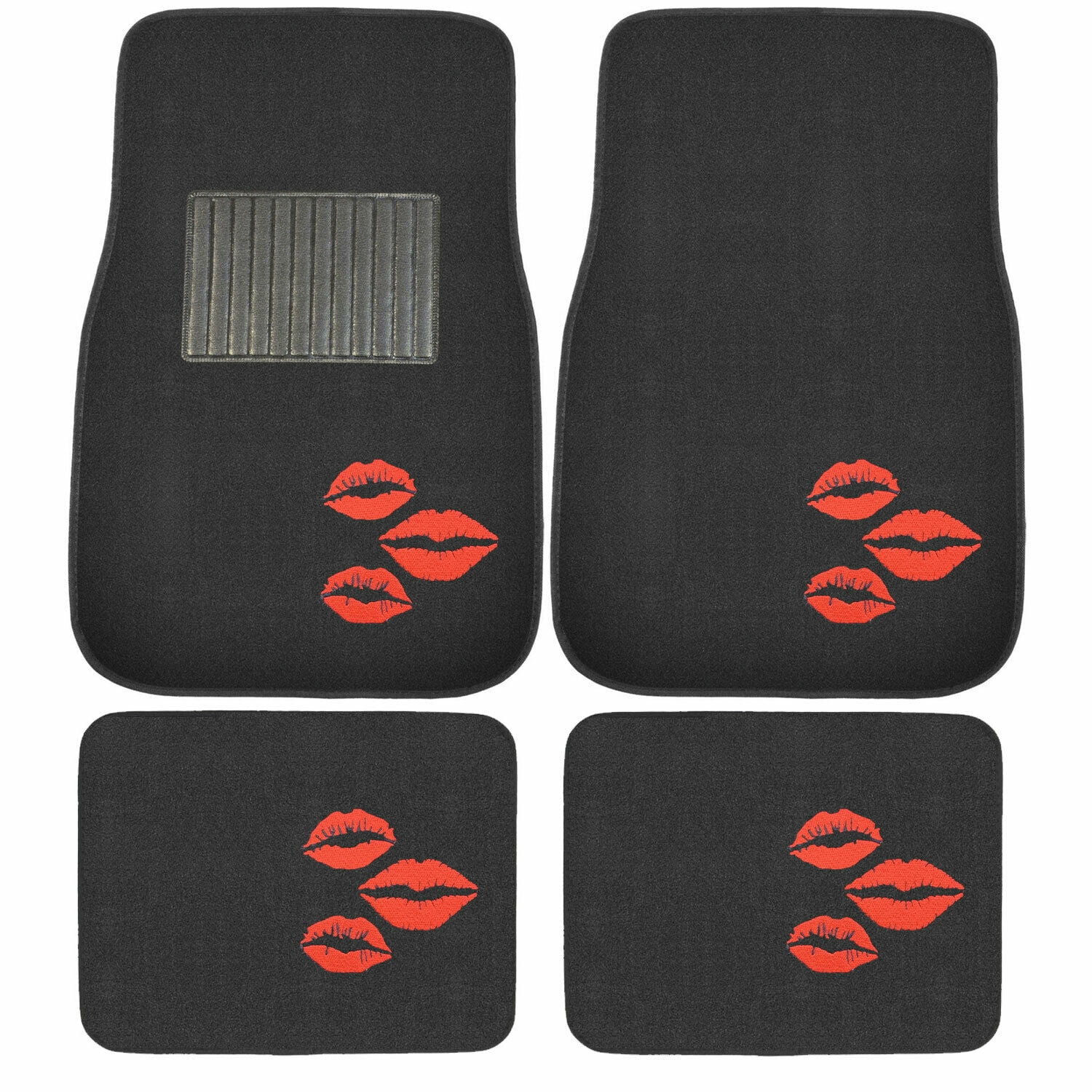 New 4pc Kisses Red Lips Car Truck Front Back All Weather Carpet Floor